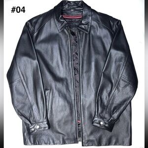 St. Johns Bay Genuine Leather Jacket 80s-90s Vintage Large Black